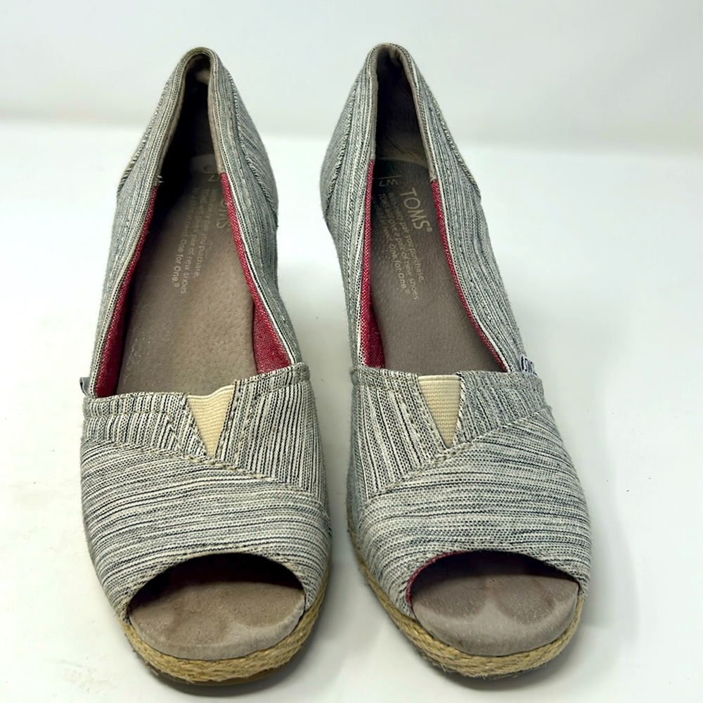 Toms Espadrille Wedged Heel Open Toe Shoes Size 7